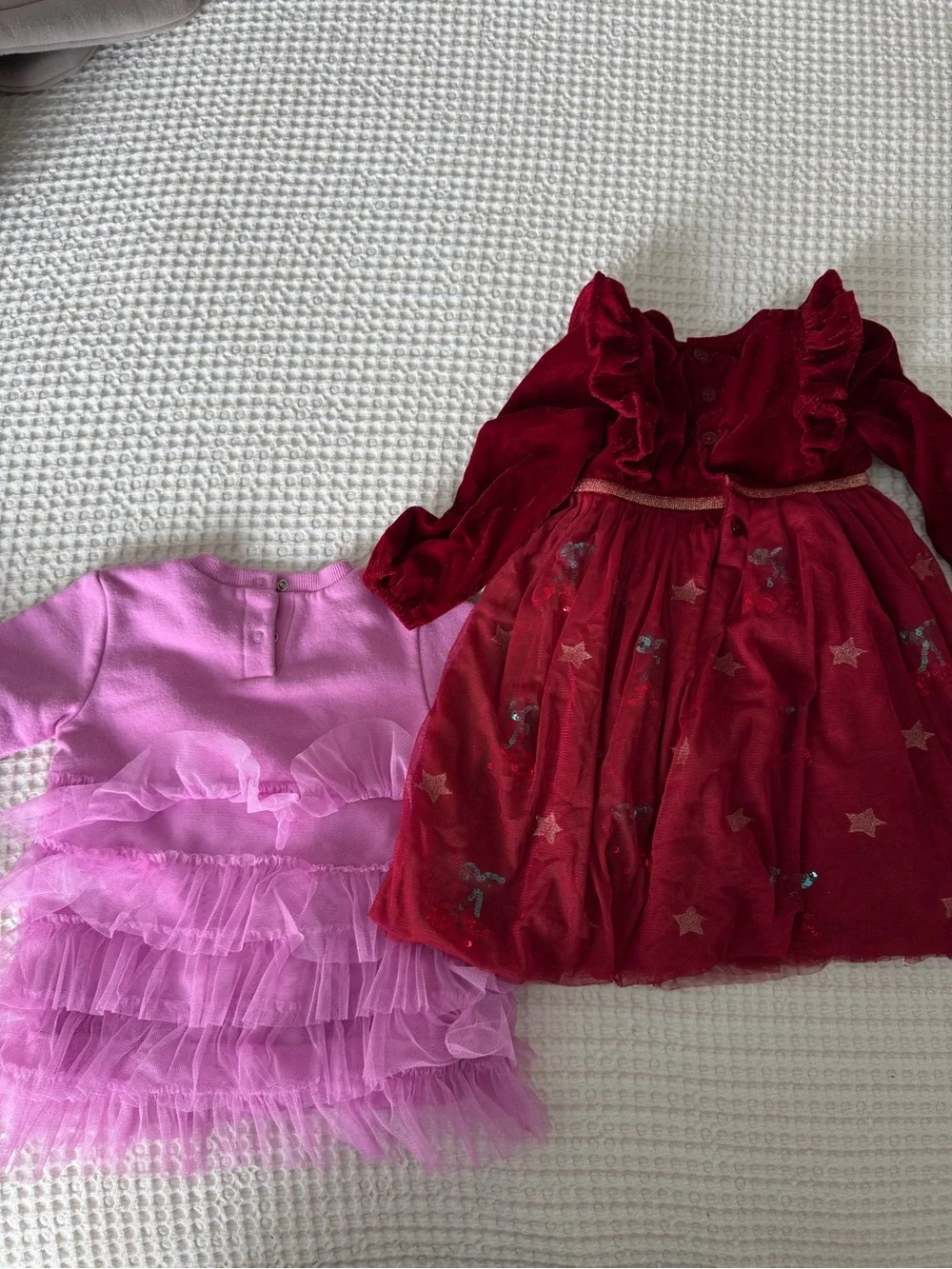Habitual Red Velvet Dress with Pink Tulle Layered Knit Dress 6-12 months